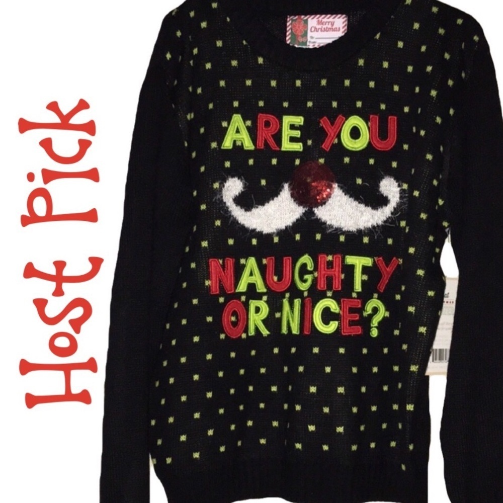 Mens naughty nice Christmas sweater novelty ugly